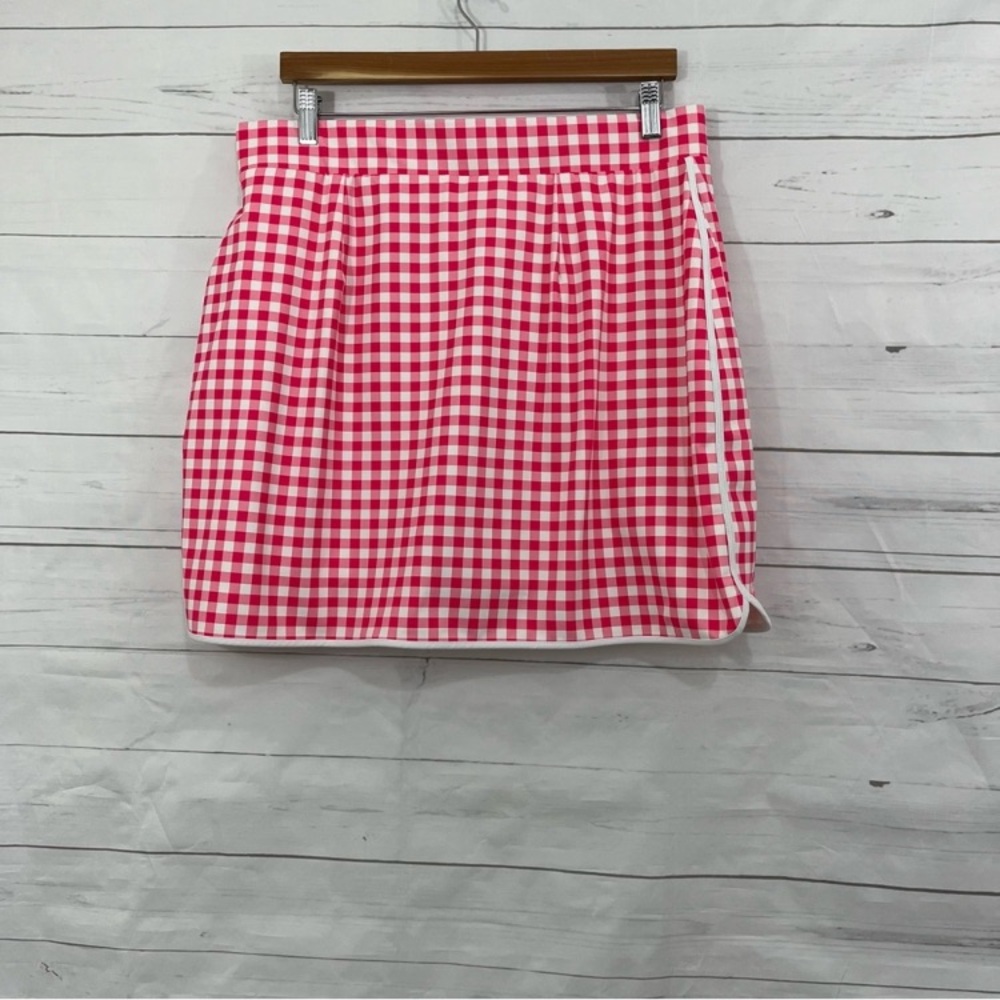 J.Crew ** Factory Pink White Gingham Check Athletic Skort Sz Women XL